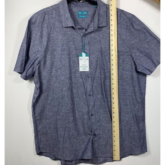 Tenth Ocean Shirt Mens XXL Gray Washable Linen NWT Button Up Short Sleeve - Picture 3 of 6
